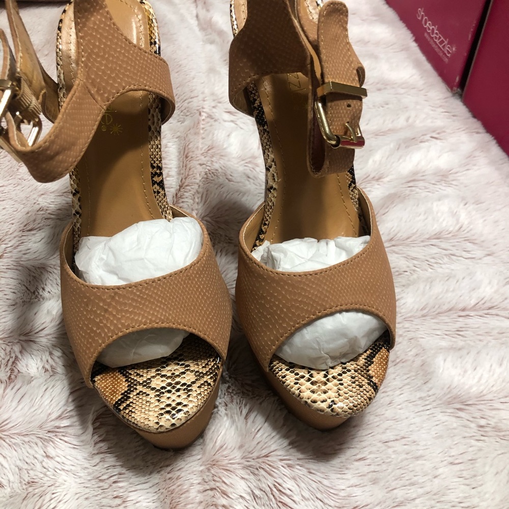 Nude snakeskin platform